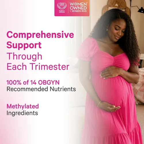 Vista 4 de Pink Stork Vitaminas Prenatales Totales con DHA, Folato, Hierro, Colina y Vitamina B12 - Prenatales para Mujeres para Apoyar el Desarrollo Fetal