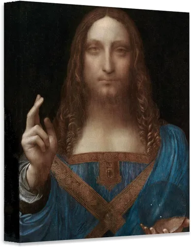 Vista 6 de Salvator Mundi - Póster enmarcado de 11 x 14 pulgadas, retrato cristiano de Leonardo da Vinci, pintura al óleo, Jesucristo Salvador del mundo. Obra