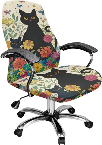 Vista 28 de 250 Years of Glory - Funda para silla de trabajo con diseño de águila calva, diseño de margarita y bandera estadounidense, funda giratoria acolchada
