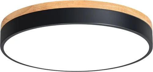 Vista 11 de Yiisem Lámpara de Techo LED de Madera Regulable Empotrada, 5CCT 2700K-6000K Moderna Negra de Montaje al Ras del Techo, Luminarias de Techo Redondas