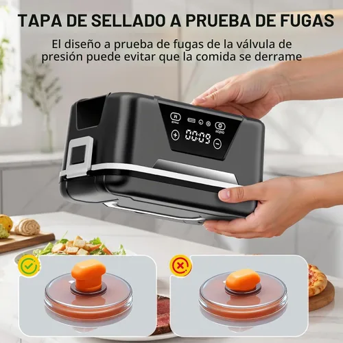 Vista 5 de Cordless Heated Lunch Box For Adults, 1.5L (6 Cups) Rechargeable Electric Lunch Box Battery Powered With Scheduled Heating, Automatic