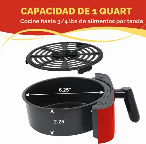 Vista 4 de Elite Gourmet EAF-3218R Freidora de aire personal, compacta, 1.1 cuartos