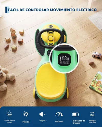 Vista 4 de Garvee Coche eléctrico de 12 V para niño pequeño,Coche oscilante 2 en 1 con Verde