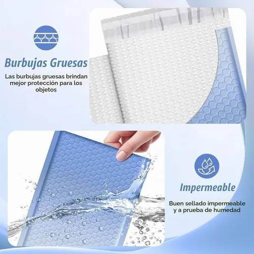 Vista 3 de Fuxury Sobres acolchados de burbujas de 6 x 10 pulgadas, paquete de 100 Azul degradado