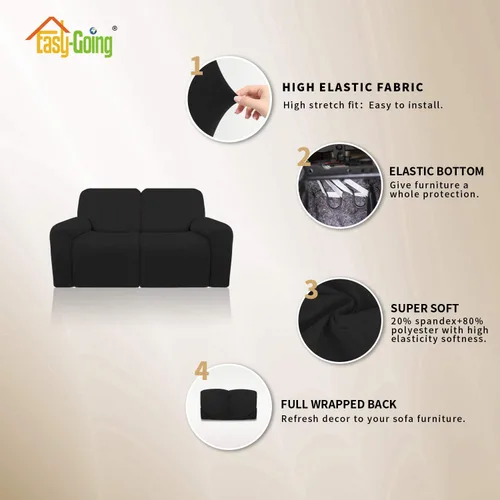 Vista 4 de Easy-Going - Funda elástica de microfibra para sofá reclinable seccional, suave vellón ajustable a tu sofá de 2 cuerpos, lavable, protector