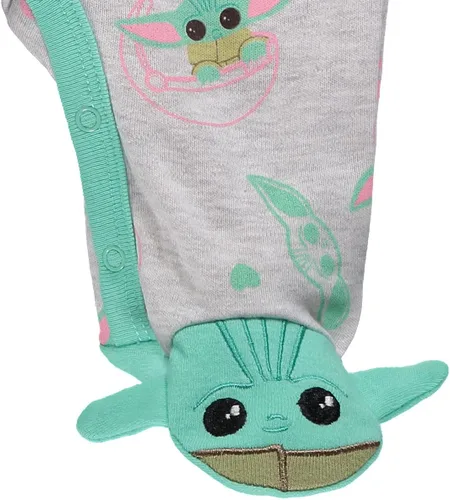 Vista 4 de STAR WARS Pijama Yoda de una pieza para bebé, pijamas con pies para bebé, pijamas para niña, Verde
