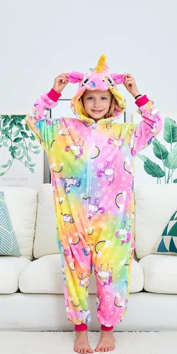 Vista 3 de Pijama unisex de unicornio para niños, disfraz de Halloween