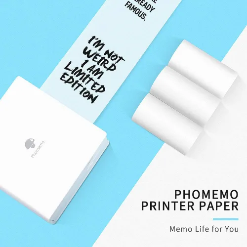 Vista 6 de Phomemo M02 Mini impresora móvil, impresora térmica Bluetooth con 3 rollos de papel adhesivo transparente, compatible con iOS + Android para diario