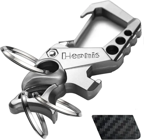 Vista 16 de Llavero resistente con forma de calavera, herramienta de escape de emergencia para automóvil, cortador de cinturón de seguridad, abrebotellas