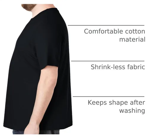 Vista 4 de KingSize Big & Tall - Camiseta ligera, sin encogimiento, con cuello redondo para hombre Negro