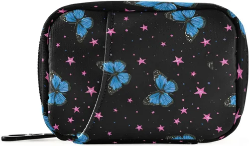 Vista 8 de Fustylead Organizador estético de píldoras de hongos rojos Amanita, bolsa de viaje, pequeño estuche portátil para píldoras para vitaminas y aceite