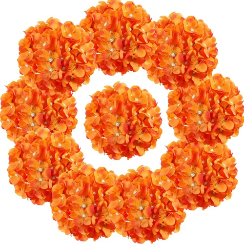Vista 9 de 10 cabezas de hortensias de seda con tallos de flores artificiales para bodas, fiestas, decoración del hogar (negro)