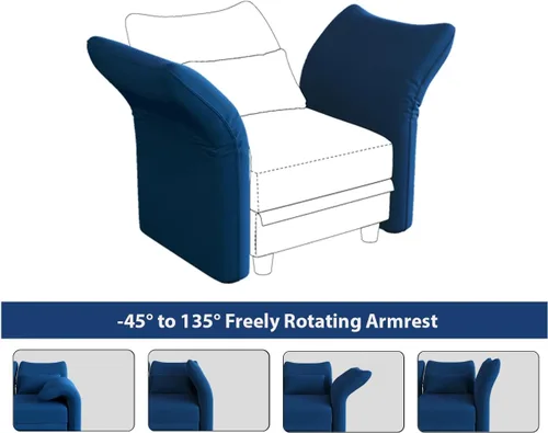Vista 2 de LLappuil Par modular de sofá modular con respaldo y reposabrazos laterales para sofá modular convertible, sofá modular y reposabrazos lateral