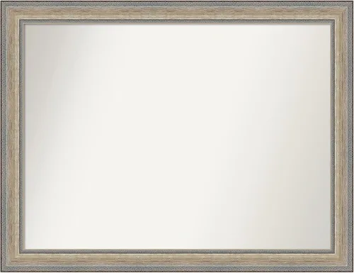 Vista 464 de Amanti Art Espejo de baño plateado para sobre el fregadero, 28 x 37 pulgadas, elegante espejo rectangular de peltre cepillado, marco de madera