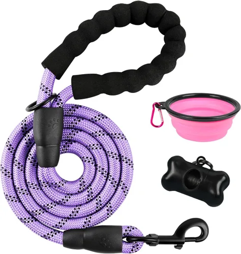 Vista 44 de BARKBAY - Correas para perros grandes, resistentes, de 4/5/6 pies, con cómoda asa acolchada y hilos altamente reflectantes para perros medianos