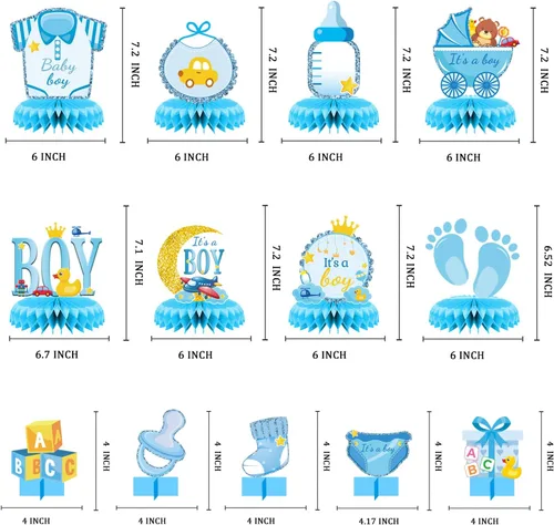 Vista 2 de 13 centros de mesa para mesas de niños, centros de mesa de panal para decoración de baby shower, suministros de fiesta de niños, centro de mesa