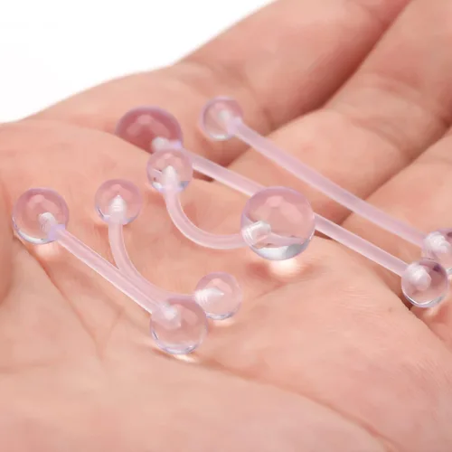 Vista 4 de CrazyPiercing 45pcs Clear Piercing Retainers Bioflex Nose Tongue Nipple Belly Rings Assorted Clear Plastic Body Piercing Jewelry for Women Man