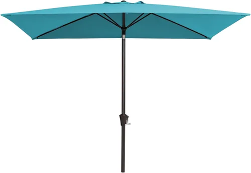 Vista 8 de JEAREY Sombrilla rectangular de olefina de 6.5 x 10 pies, sombrilla rectangular para exteriores con sistema de manivela de inclinación automática