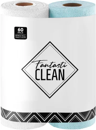 Vista 20 de Fantasticlean Rollo de paño de limpieza de microfibra, paquete de 40, toallas de microfibra extraíbles, 12 x 12 pulgadas, reutilizables, lavables