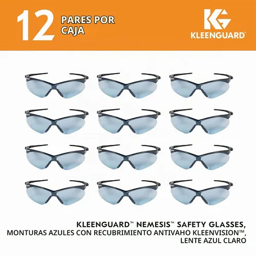 Vista 2 de Jackson Safety V30 Nemesis - Gafas de seguridad (25676), 12 pares/caja Marco azul con lente azul claro