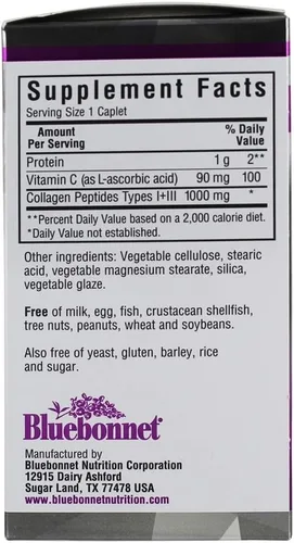 Vista 3 de BlueBonnet Nutrition Beautiful Ally®, Colágeno Tipo I + III, 1000 mg, 90 cápsulas
