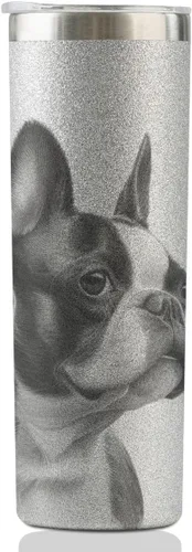 Vista 8 de Onebttl Boston Terrier - Regalos para mujeres, madres de perros, amantes de los perros, vaso delgado de 20 onzas con tapa y popote para Navidad