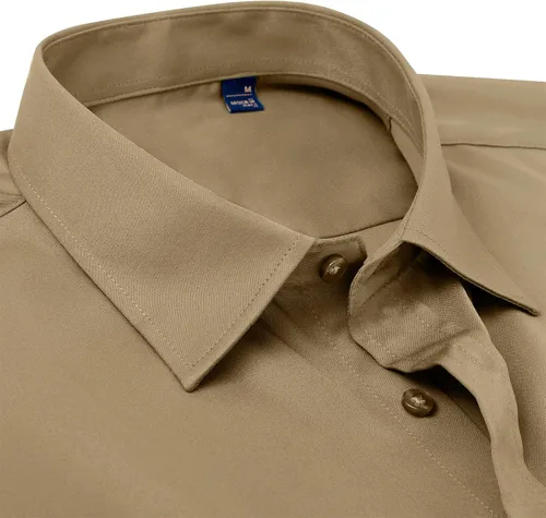 Vista 3 de DEMEANOR Camisas de vestir para hombre, manga larga, ajustadas, camisas de vestir para hombre, camisas formales de negocios, grandes y altas