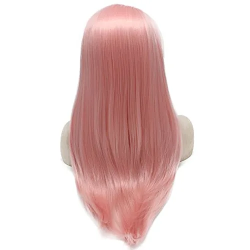 Vista 4 de mxangel Long Straight Celebrity sintético Lace Front Natural rosa cosplay Party peluca