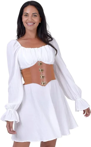 Vista 6 de BlackButterfly Disfraz de Halloween elástico pirata Cosplay cintura remaches Waspie corsé cinturón