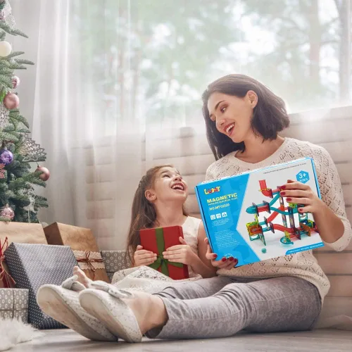 Vista 7 de Azulejos magnéticos, bloques magnéticos de tubo de 125 piezas para niños pequeños, juguetes de imanes transparentes 3D, juguete STEM para niños