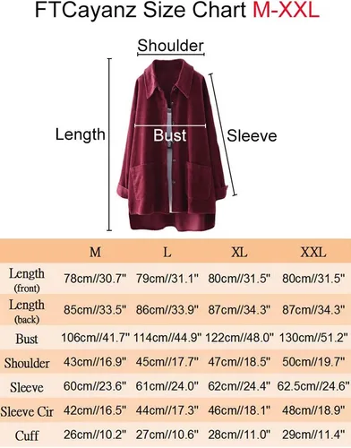 Vista 2 de FTCayanz Chaqueta tipo camisa de pana para mujer, casual, manga larga, con botones, ropa de abrigo