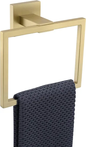 Vista 8 de TQKAG Toallero negro mate para toallas de baño, soporte para toallas de mano de acero inoxidable, perchas cuadradas para toallas montadas en la pared