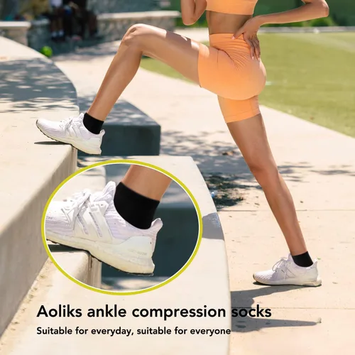Vista 7 de 5 pares de calcetines de compresión de cobre para mujeres y hombres, calcetines de tobillo para fascitis plantar con soporte de arco para atletismo