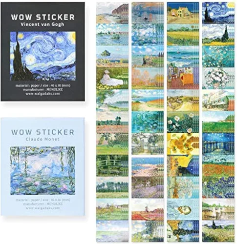 Vista 13 de Monolike Wow Sticker Ancien Fleur + Set de Póster Vintage - Mini Tamaño Lindas Calcomanías, Calcomanías Cuadradas