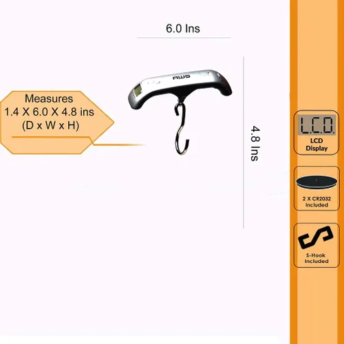 Vista 3 de American Weigh Balanzas AMW-LS-110 Balanza digital para equipaje, 110 por 0,2 lb