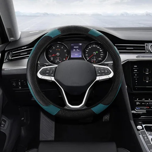 Vista 11 de Funda para Volante de Automóvil, Protector de Volante, Universal 14.5-15 Pulgadas Cuero de Microfibra Transpirable Fundas para Volante de Auto