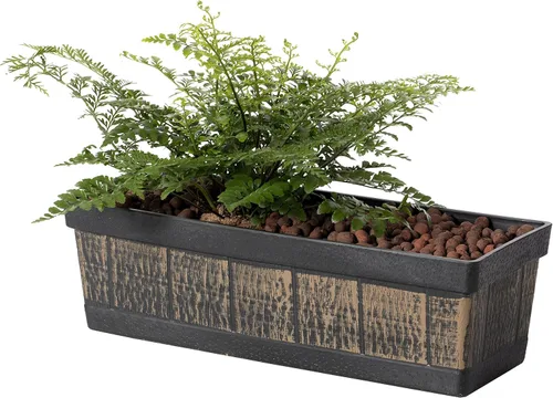Vista 10 de Gardenised QI004121.L - Maceta rectangular de plástico para exteriores e interiores, maceta para plantar verduras o flores, marrón grande