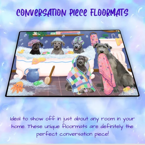 Vista 4 de Doggie of the Day Wolfhound Dog Floor Mat - Rub A Dub Dogs in A Tub - Best Dog Doormat - Protector Decor - Unique Portrait Art - Premium Quality