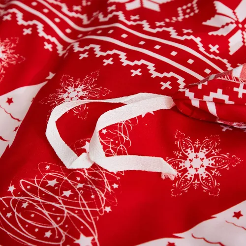 Vista 5 de Joyreap Juego de funda de edredón de Navidad de 3 piezas, patrón de copo de nieve y árbol de renos rojos y blancos, microfibra suave y transpirable