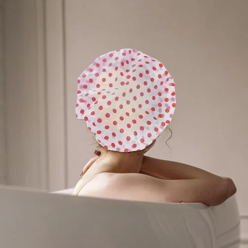 Vista 5 de 3 gorros de ducha, elásticos, reutilizables, impermeables, de plástico, para mujer