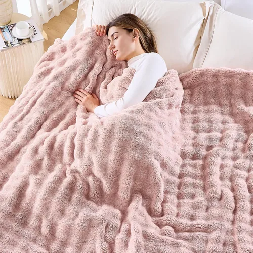 Vista 34 de NEWCOSPLAY Manta para Sofá Aqua Súper Suave de Franela Polar 3D Burbuja Ligera Manta de Cama para Uso en Todas las Estaciones (Aqua, Throw(50"x60"))