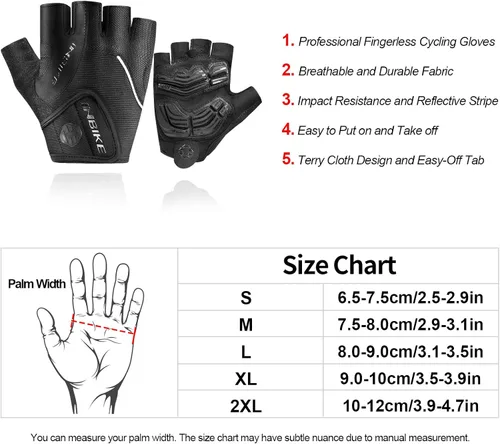 Vista 6 de Inbike - Guantes de ciclismo para hombre, 5 mm 0.19 pulgadas, almohadilla de gel absorbente de golpes, antideslizantes, transpirables
