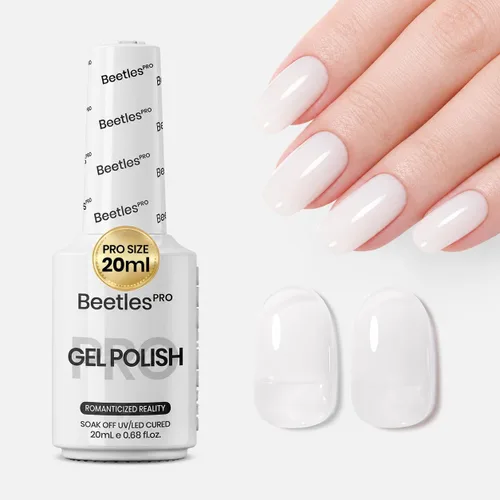 Vista 37 de Beetles PRO - Esmalte de gel blanco, color blanco de 0.7 fl oz A - Creme White Ansiedad de calma