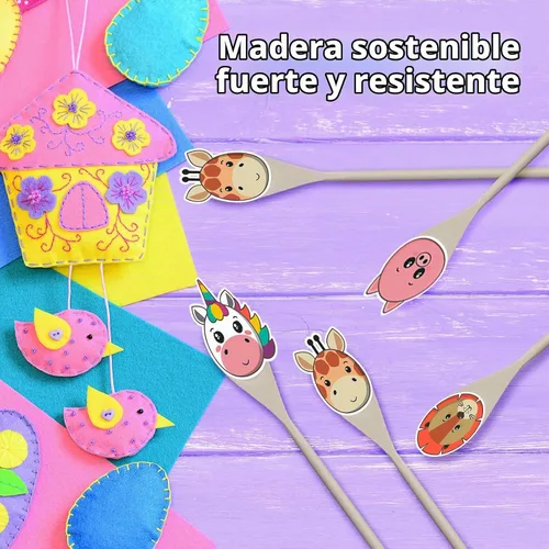 Vista 6 de Eaasty 50 cucharas de madera de 12 pulgadas para cocinar, cuchara mezcladora de madera, mango largo, utensilios de cocina ovalados para servir