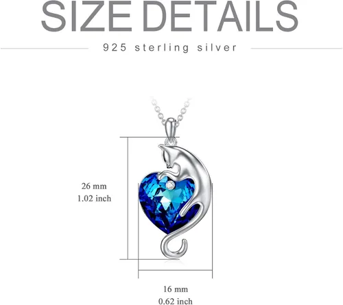 Vista 6 de AOBOCO Cat Necklace for Women 925 Sterling Silver Cat Pendant Necklace Embellished with Crystals from Austria, Mother's Day Cat Jewelry Gifts for