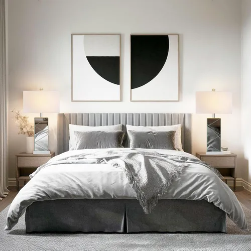 Vista 7 de Hamucd Juego de 2 Lámparas de Mesa de Noche con Espejo de 3 Temperaturas de Color para Sala de Estar, Lámparas de Mesitas de Noche Modernas