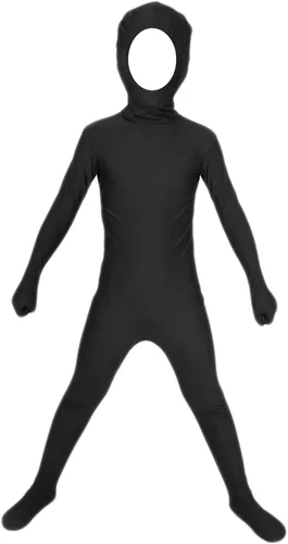 Vista 14 de Aniler Disfraz de Halloween de elastano para niños de 6 a 16 años, body de animal para cosplay, overol para niñas Negro