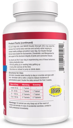 Vista 6 de Double Strength - Vitaminas, minerales y antioxidantes - Suplemento máximo de salud articular para perros - 120 tabletas masticables