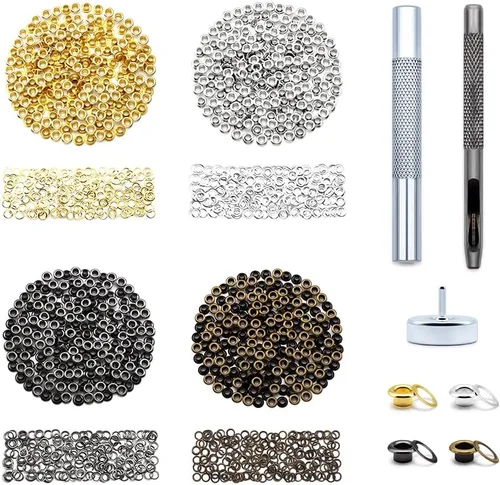 Vista 19 de SEMINI 800 Sets 4 Colors 6mm Grommet Eyelet Kit with Install Tool Kit