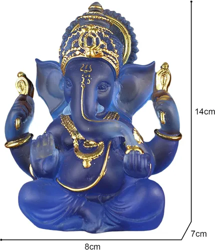 Vista 2 de Figura india Fengshui Señor estatuas hogar Adornos Artesanía Blanco, Azul, eléphant